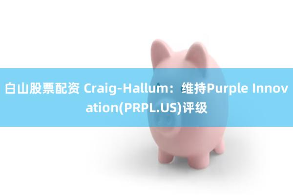 白山股票配资 Craig-Hallum：维持Purple Innovation(PRPL.US)评级