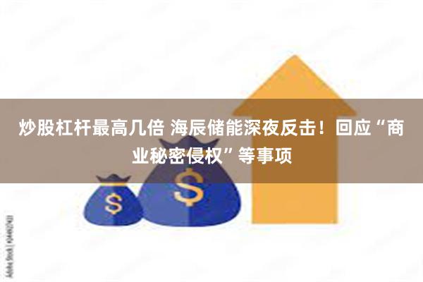 炒股杠杆最高几倍 海辰储能深夜反击！回应“商业秘密侵权”等事项