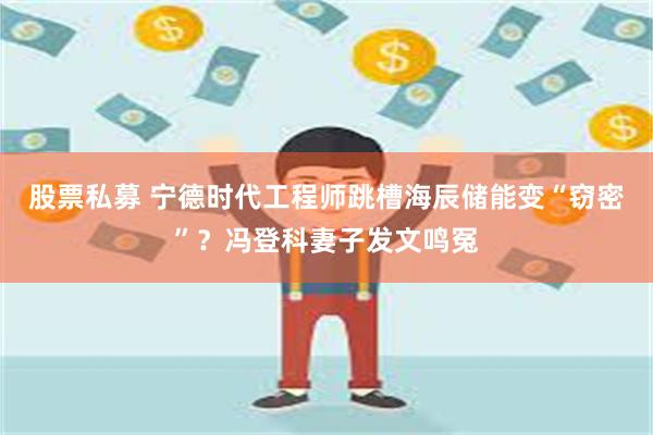 股票私募 宁德时代工程师跳槽海辰储能变“窃密”？冯登科妻子发文鸣冤